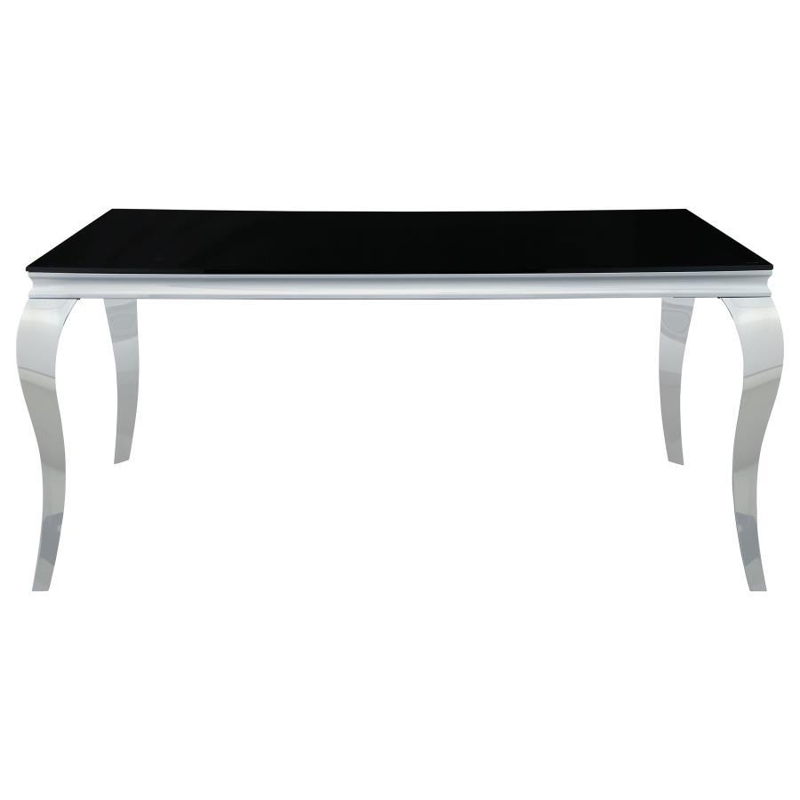 Carone - Mesa de comedor rectangular con tapa de cristal