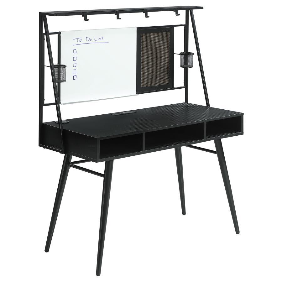 Jessie - Writing Desk With USB Ports - Black And Gunmetal