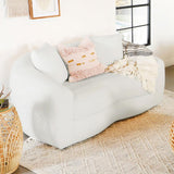 Isabella - Loveseat tapizado con respaldo ajustado - Blanco