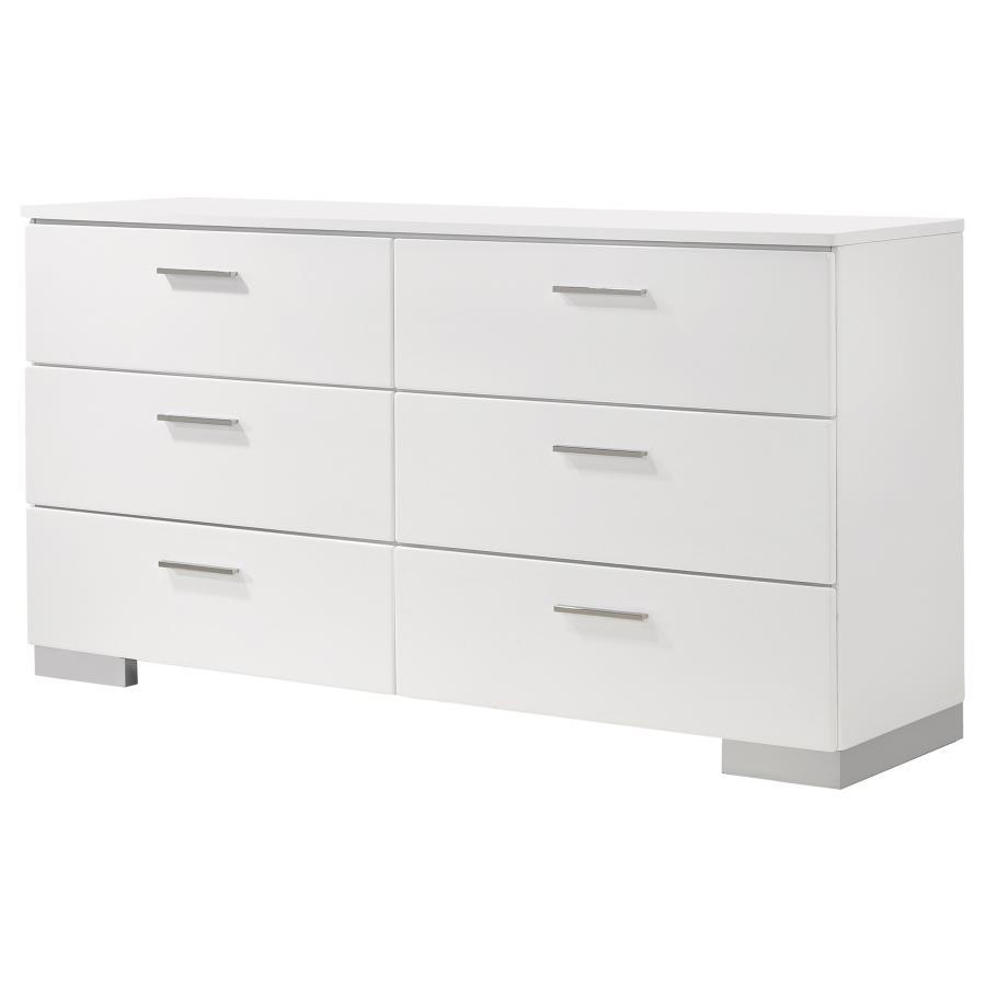 Felicity - 6-Drawer Dresser - Glossy White