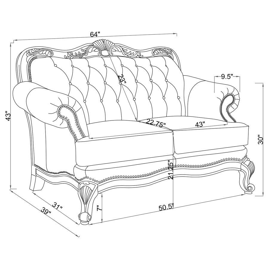 Victoria - Loveseat con respaldo capitoné - Tritono y marrón