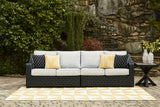 Beachcroft - Negro / Gris claro - Loveseat de exterior de 2 piezas con cojín