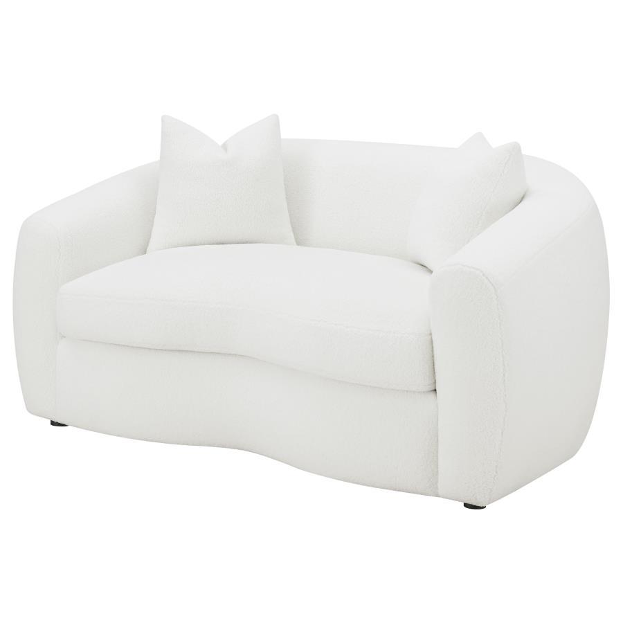 Isabella - Loveseat tapizado con respaldo ajustado - Blanco