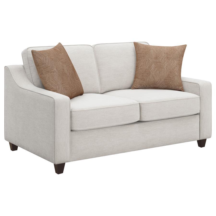 Christine - Loveseat tapizado con respaldo de cojín - Beige