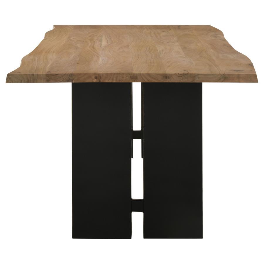 Bradshaw - Mesa de comedor rectangular Live Edge - Acacia natural y negro