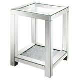 Valentina - Square End Table With Glass Top Mirror