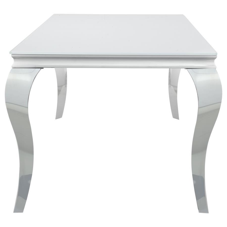 Carone - Mesa de comedor rectangular con tapa de cristal