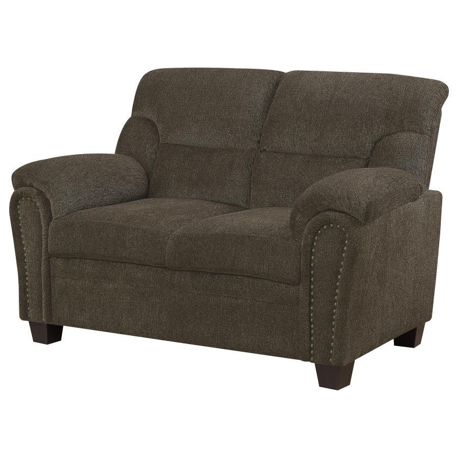 Clemintine - Loveseat tapizado con ribete de clavo