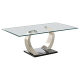 Pruitt - Mesa de centro con tapa de cristal - Transparente y satinado