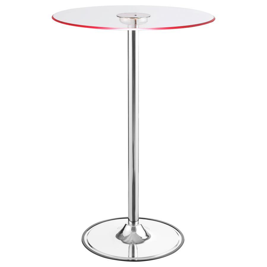 Thea - Mesa De Bar Led - Cromo Y Transparente