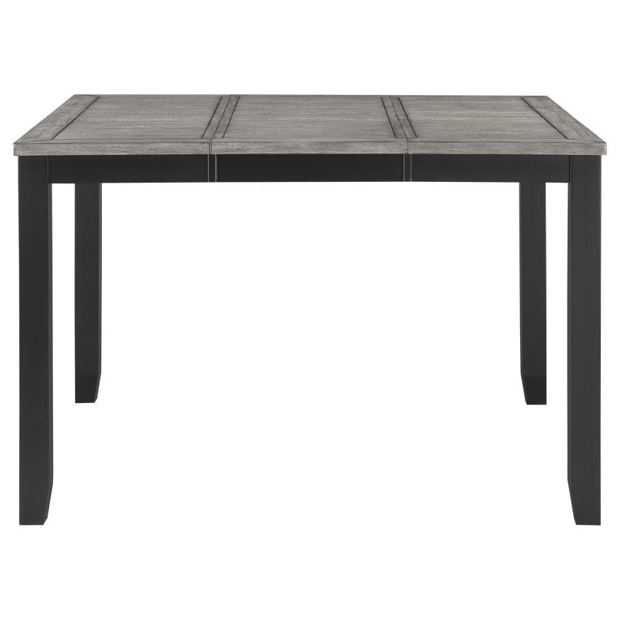 Elodie - Juego de mesa de comedor de 5 piezas con altura de mostrador y hoja extensible - Gris y negro