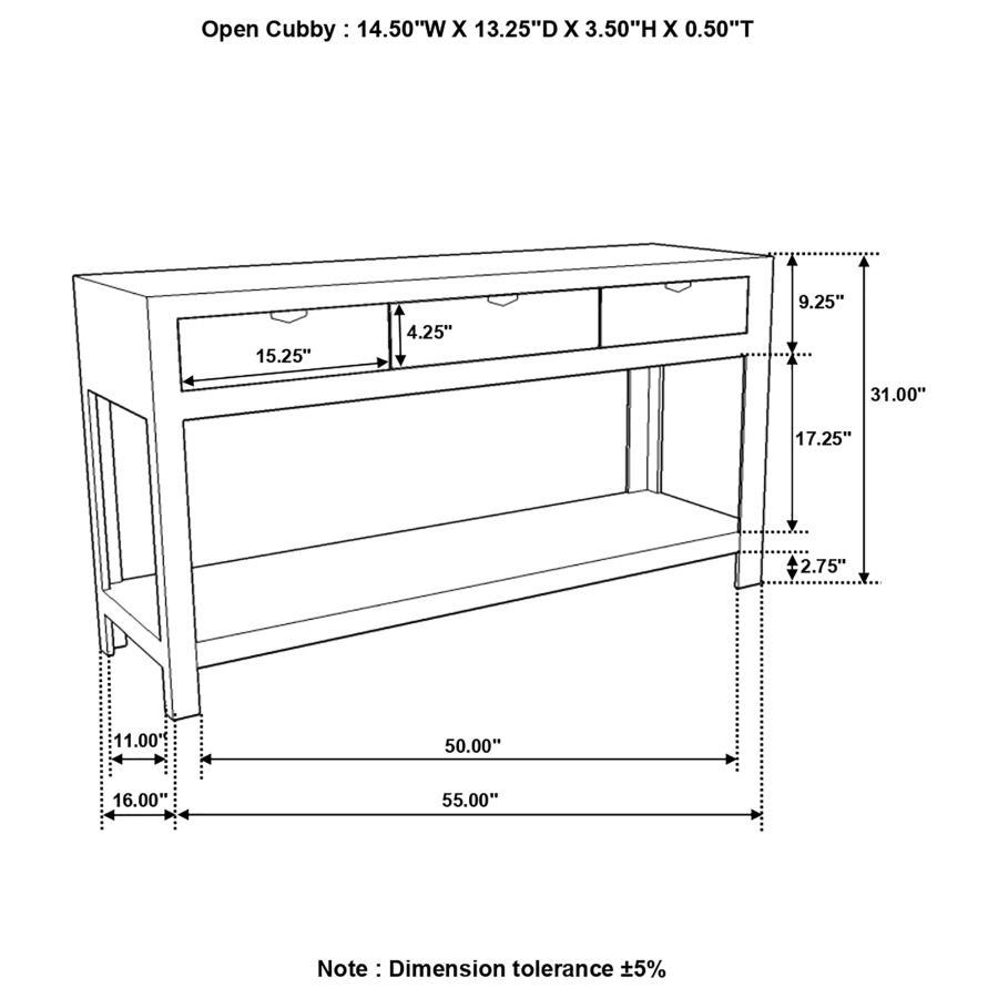 Esther - 3-Drawer Storage Console Table - Natural Sheesham