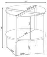 Cadee - Mesa auxiliar redonda con tapa de cristal - Transparente y cromada