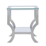 Saide - Square End Table With Mirrored Shelf - Chrome