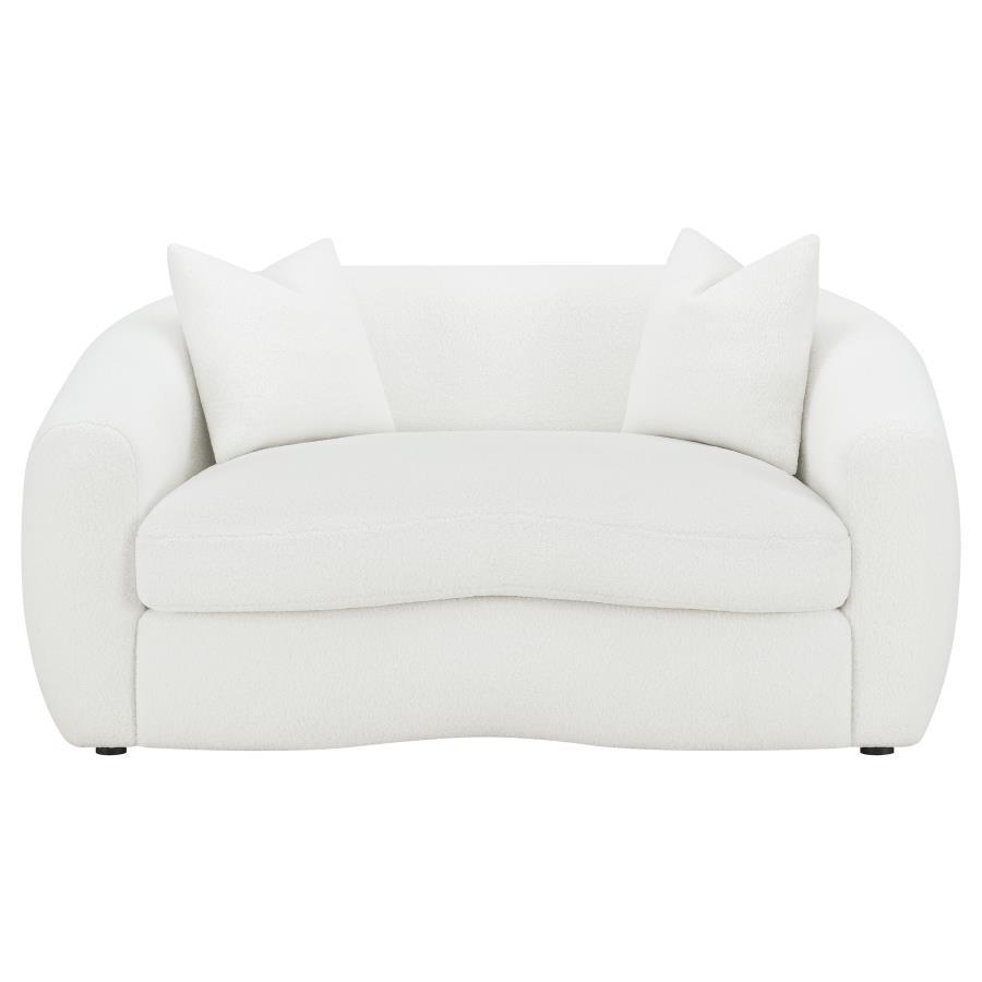 Isabella - Loveseat tapizado con respaldo ajustado - Blanco