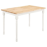 Taffee - Mesa de comedor rectangular de 5 piezas - Marrón natural y blanco