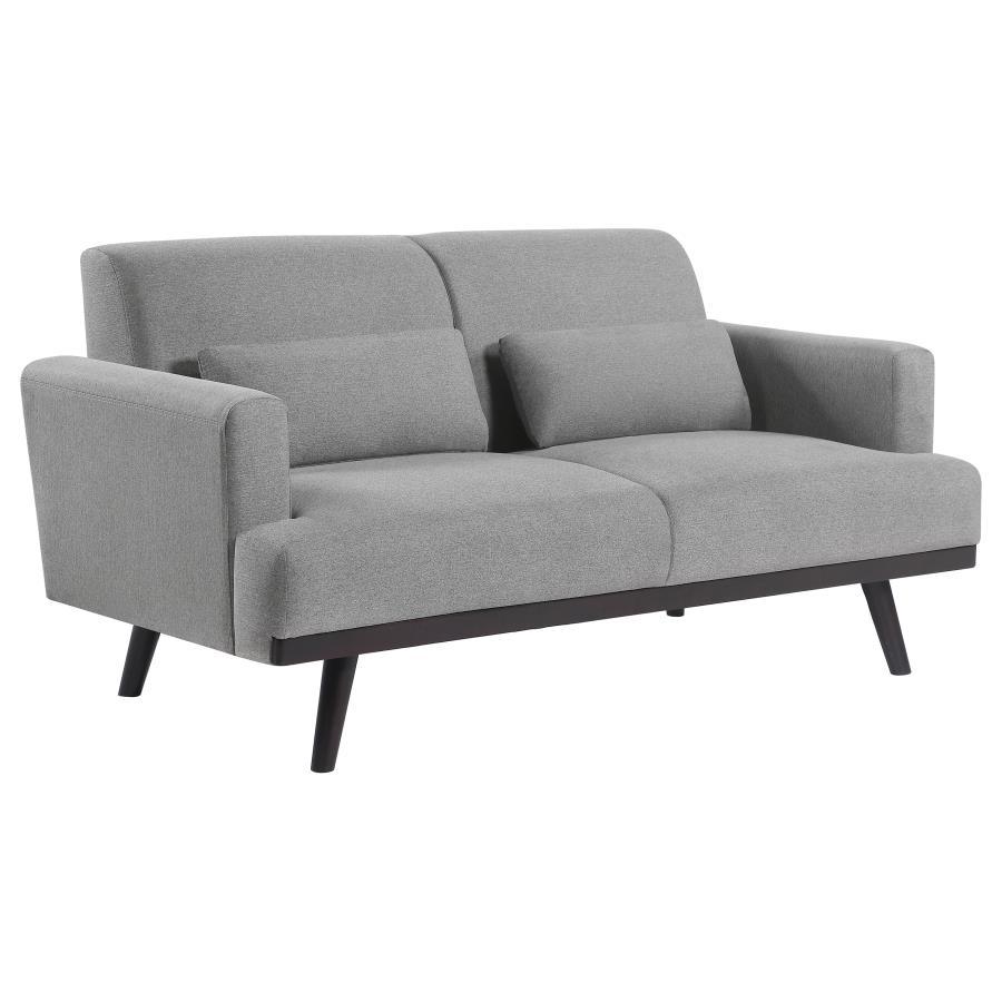 Blake - Loveseat tapizado con brazos - Piel de tiburón y marrón oscuro