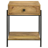 Declan - 1-Drawer Accent Table With Open Shelf - Natural Mango And Black