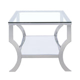 Saide - Rectangular Coffee Table With Mirrored Shelf - Chrome