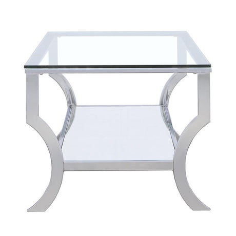 Saide - Rectangular Coffee Table With Mirrored Shelf - Chrome