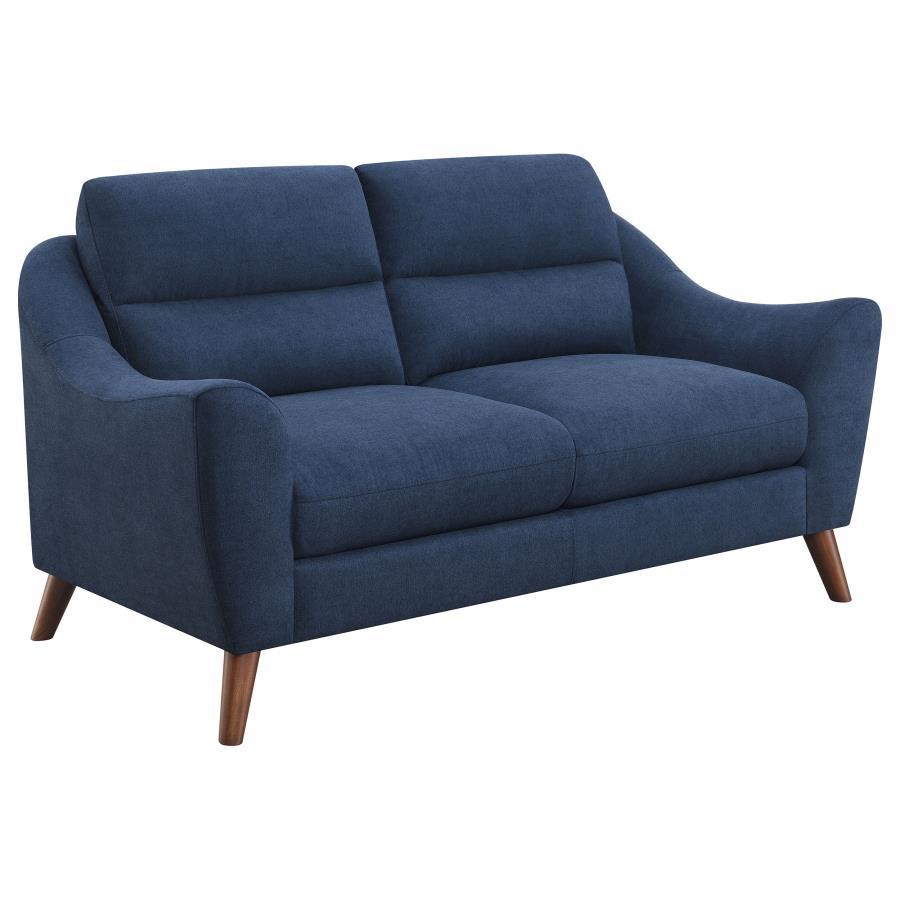 Gano - Loveseat tapizado con brazo inclinado - Azul marino