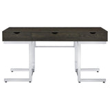 Noorvik - 3-Drawer Writing Desk - Dark Oak And Chrome