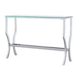 Saide - Rectangular Sofa Table With Mirrored Shelf - Chrome