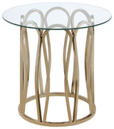 Monett - Round End Table - Chocolate Chrome And Clear