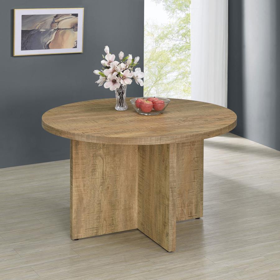 Jamestown - Mesa de comedor redonda de madera con laminado decorativo - Marrón mango