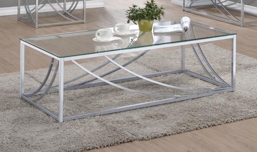 Lille - Glass Top Rectangular Coffee Table Accents - Chrome