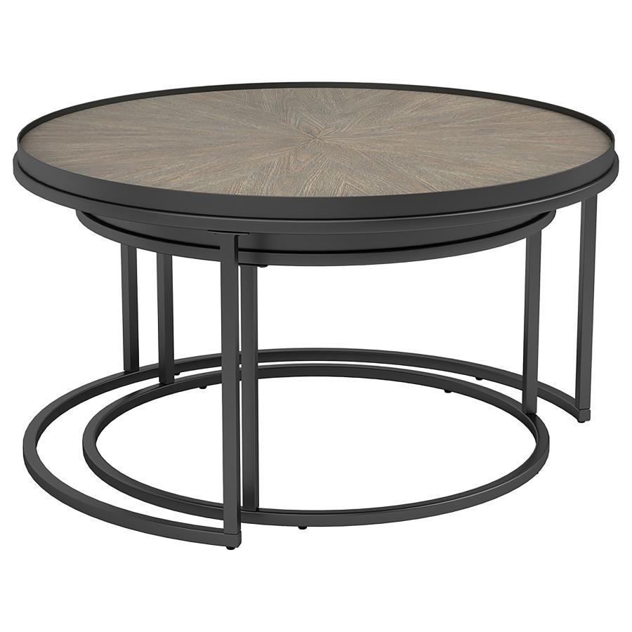 Rodrigo - 2 Piece Round Nesting Tables - Weathered Elm