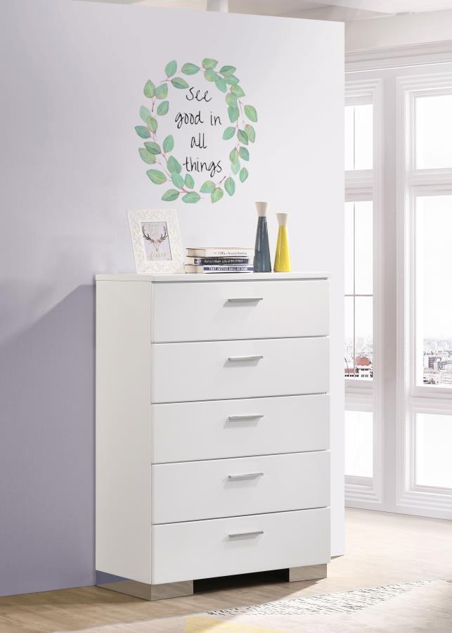 Felicity - 5-Drawer Chest - Glossy White