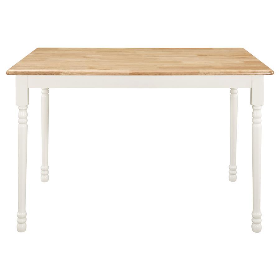 Taffee - Mesa de comedor rectangular de 5 piezas - Marrón natural y blanco