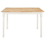 Taffee - Mesa de comedor rectangular de 5 piezas - Marrón natural y blanco