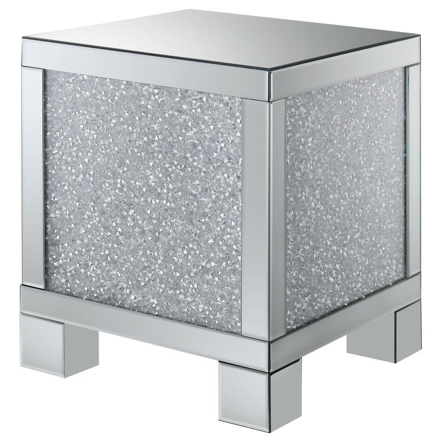 Gillian - Square End Table - Silver And Clear Mirror