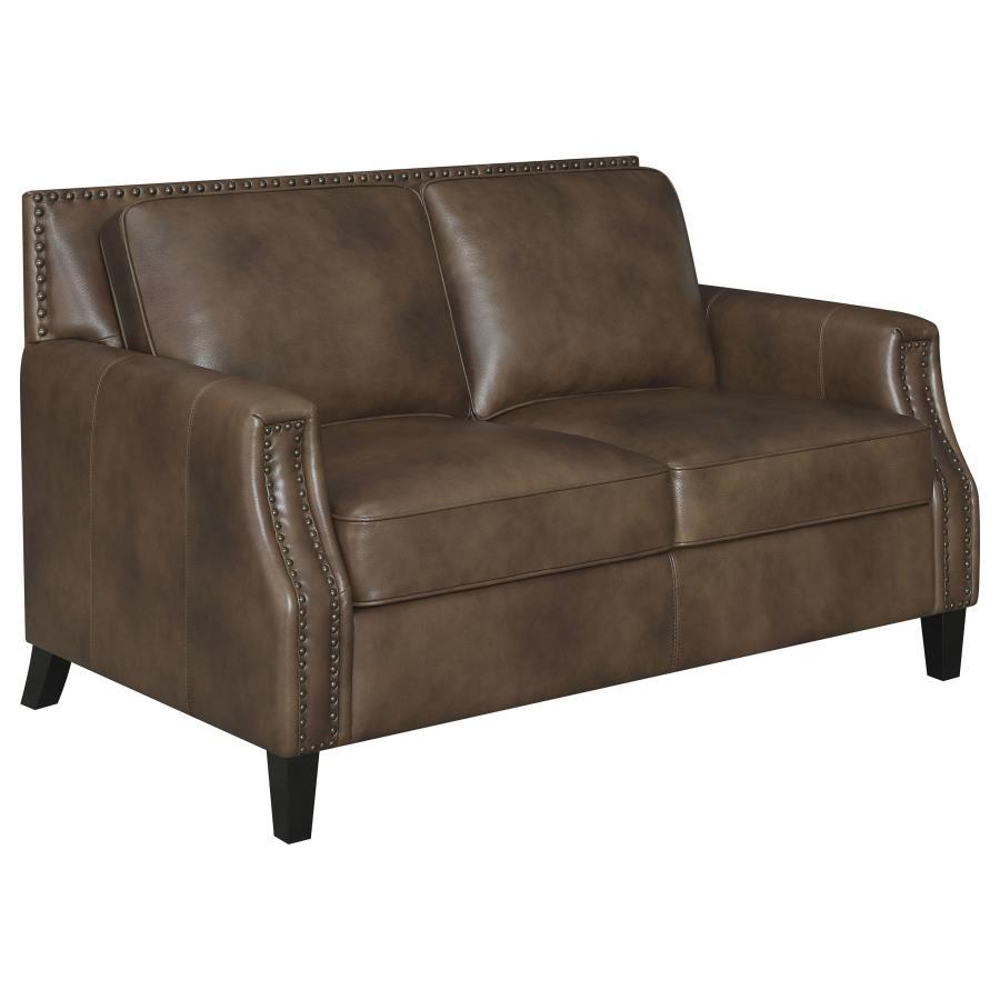 Leaton - Loveseat tapizado con brazos empotrados - Brown Sugar