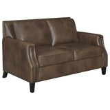 Leaton - Upholstered Recessed Arms Loveseat - Brown Sugar