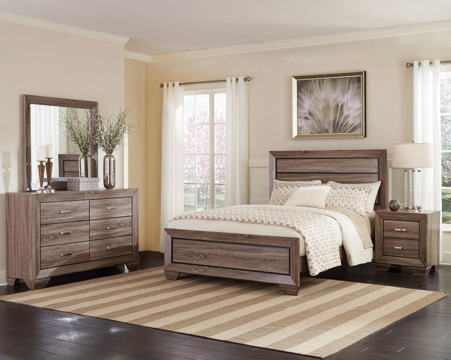 Kauffman - Transitional High Headboard Panel Bed Bedroom Set