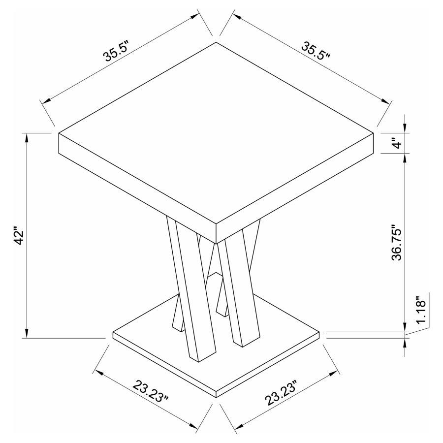 Freda - Mesa Cuadrada con Doble Base en X