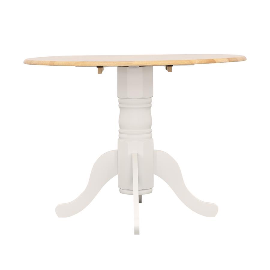 Allison - Drop Leaf Round Dining Table - Natural Brown And White