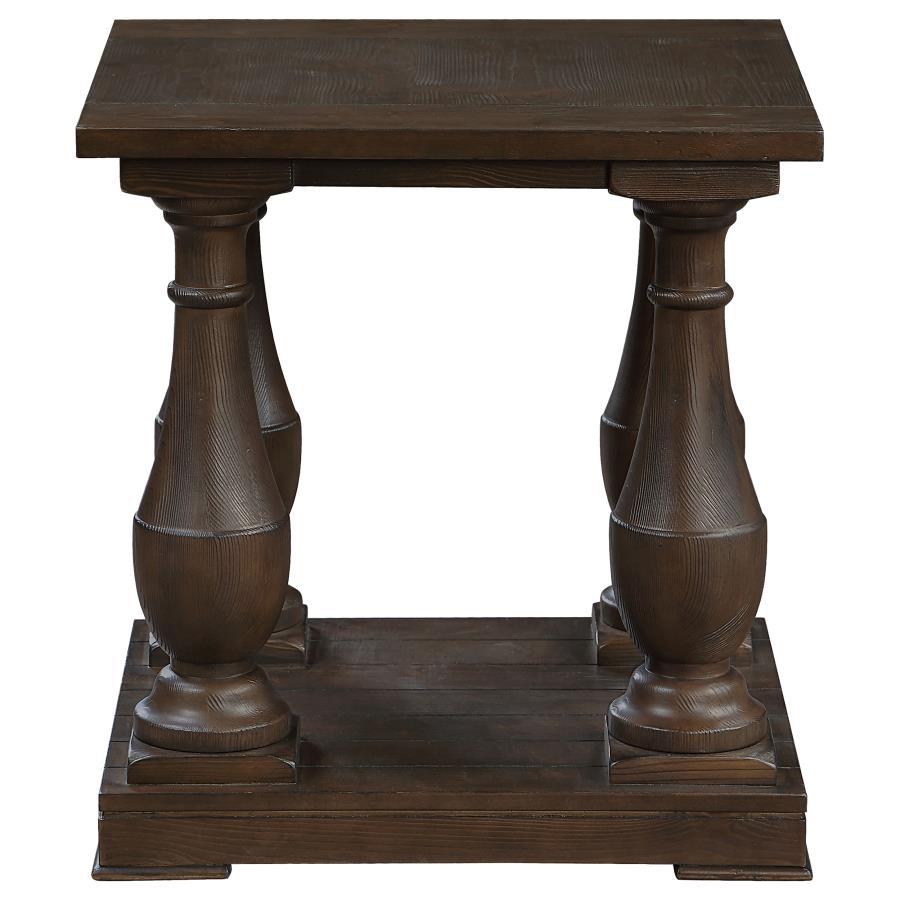 Walden - Rectangular End Table With Turned Legs And Floor Shelf - Coffee