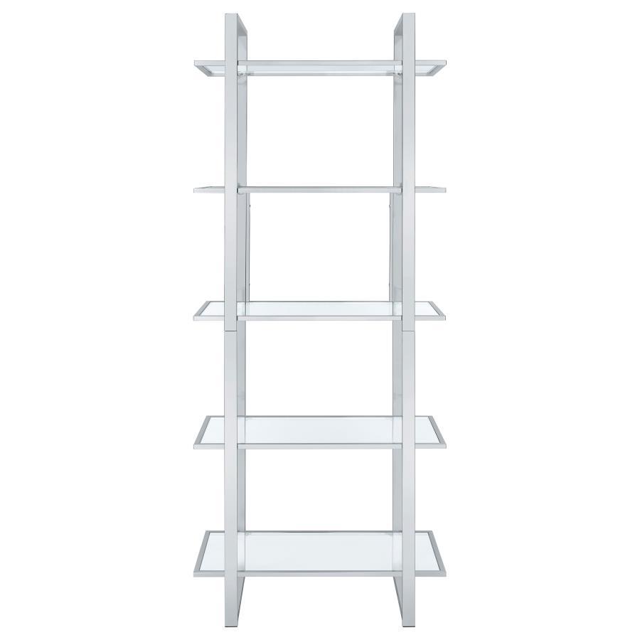 Hartford - Glass Shelf Bookcase - Chrome