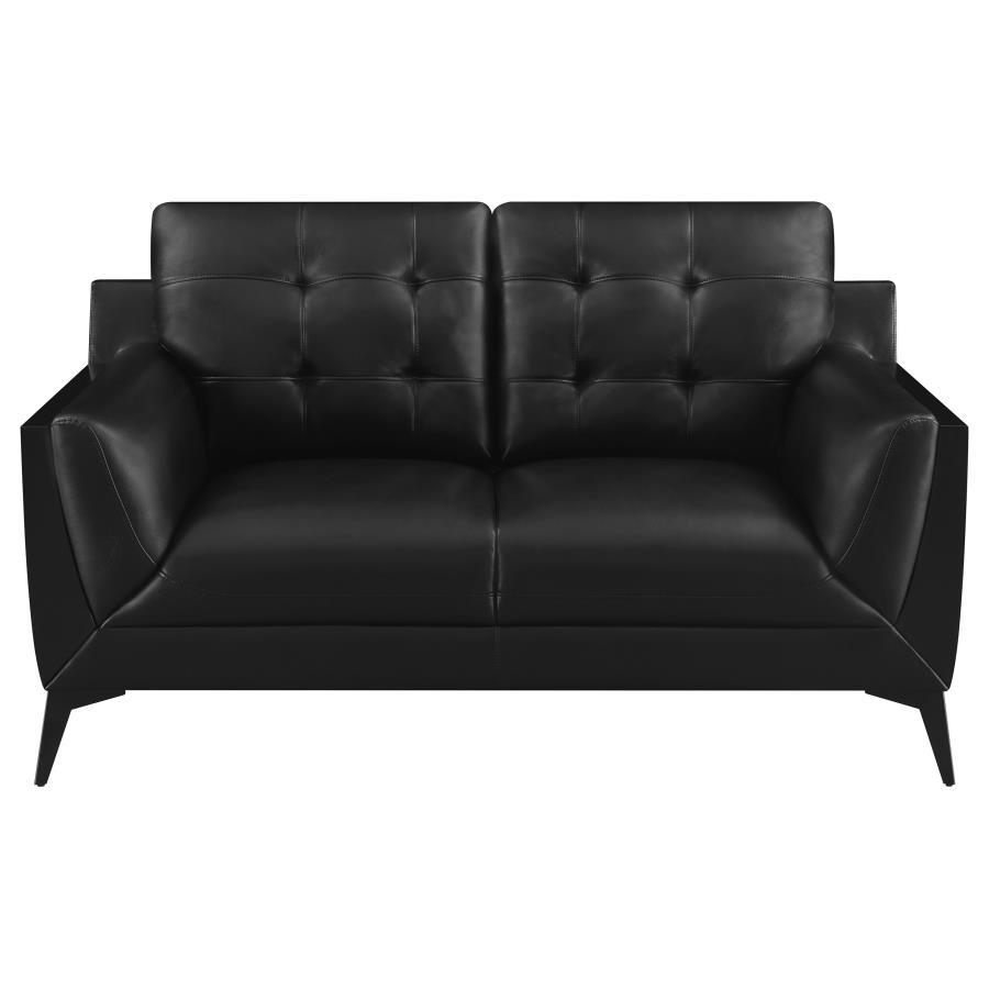 Moira - Loveseat capitoné tapizado con brazos de riel - Negro