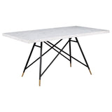 Gabrielle - 5 Piece Marble Top Rectangular Dining Table Set - White And Gray