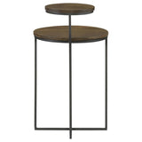 Yael - Round Accent Table - Natural And Gunmetal