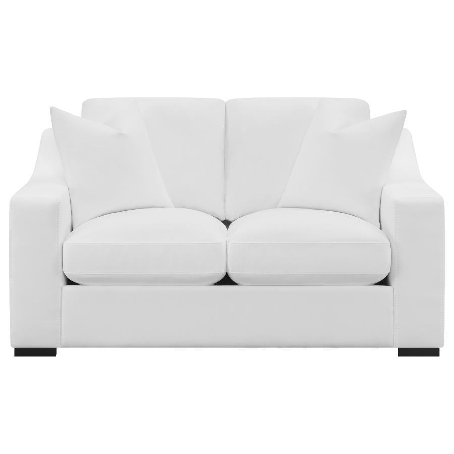 Ashlyn - Loveseat tapizado con brazos inclinados - Blanco