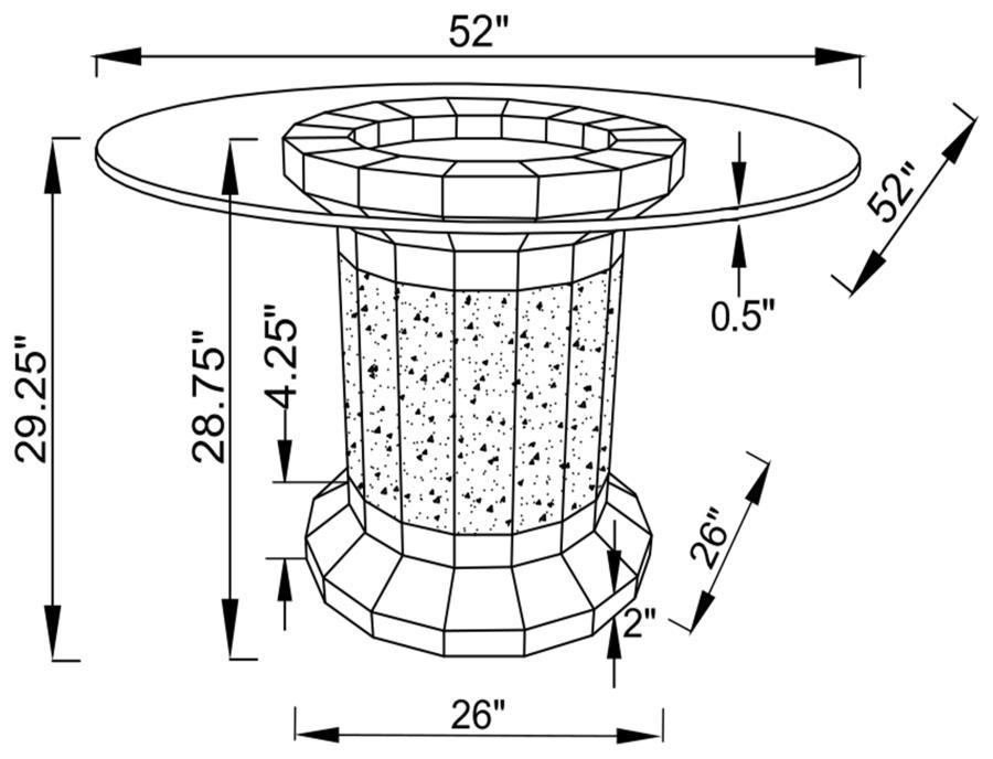 Ellie - Cylinder Pedestal Glass Top Dining Table