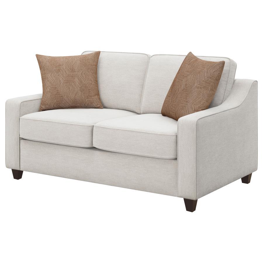 Christine - Loveseat tapizado con respaldo de cojín - Beige