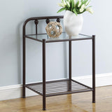 Livingston - 1-Shelf Nightstand With Glass Top - Dark Bronze