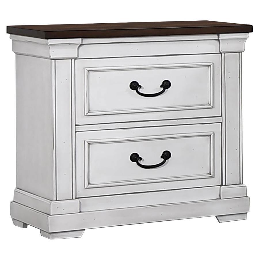 Hillcrest - 2-Drawer Nightstand - Dark Rum And White